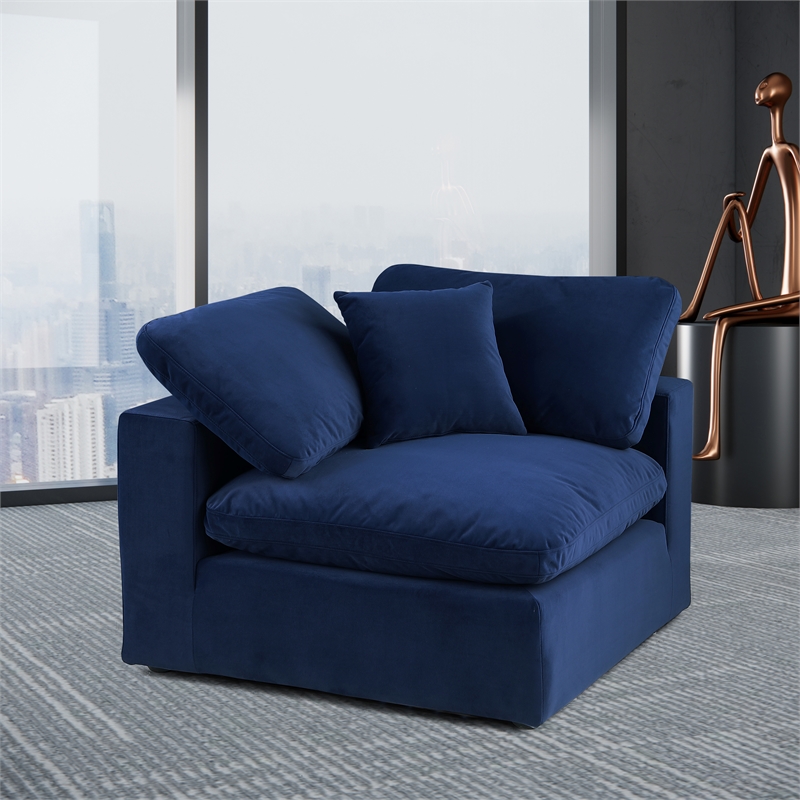 Bowery Hill Contemporary Soft Navy Durable Velvet Corner Chair