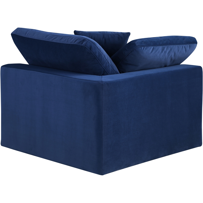 Bowery Hill Contemporary Soft Navy Durable Velvet Corner Chair