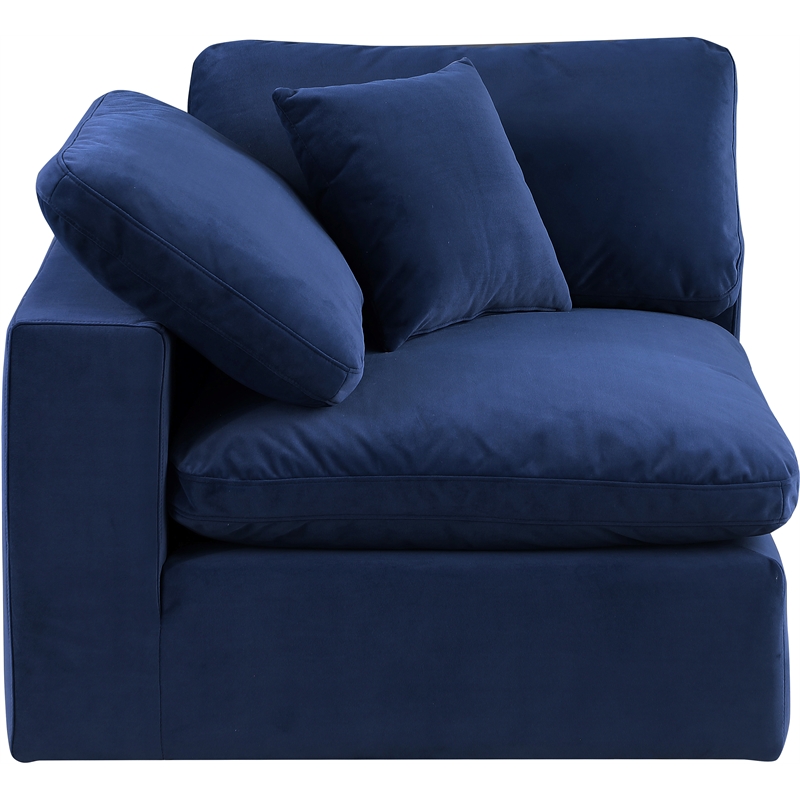 Bowery Hill Contemporary Soft Navy Durable Velvet Corner Chair