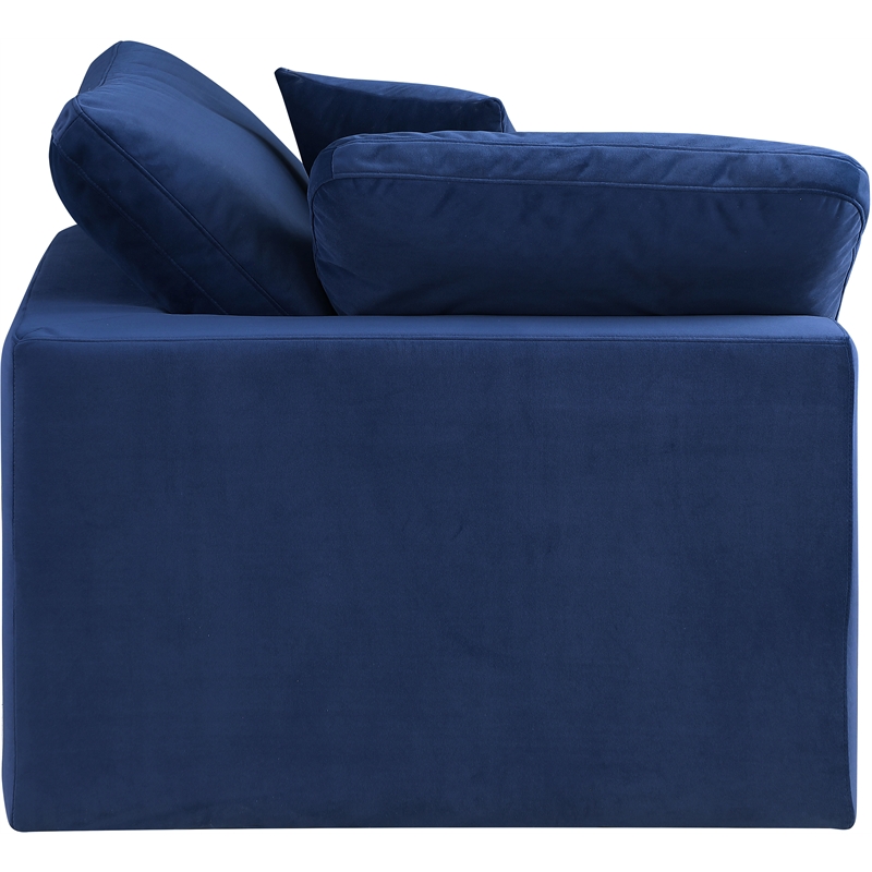 Bowery Hill Contemporary Soft Navy Durable Velvet Corner Chair