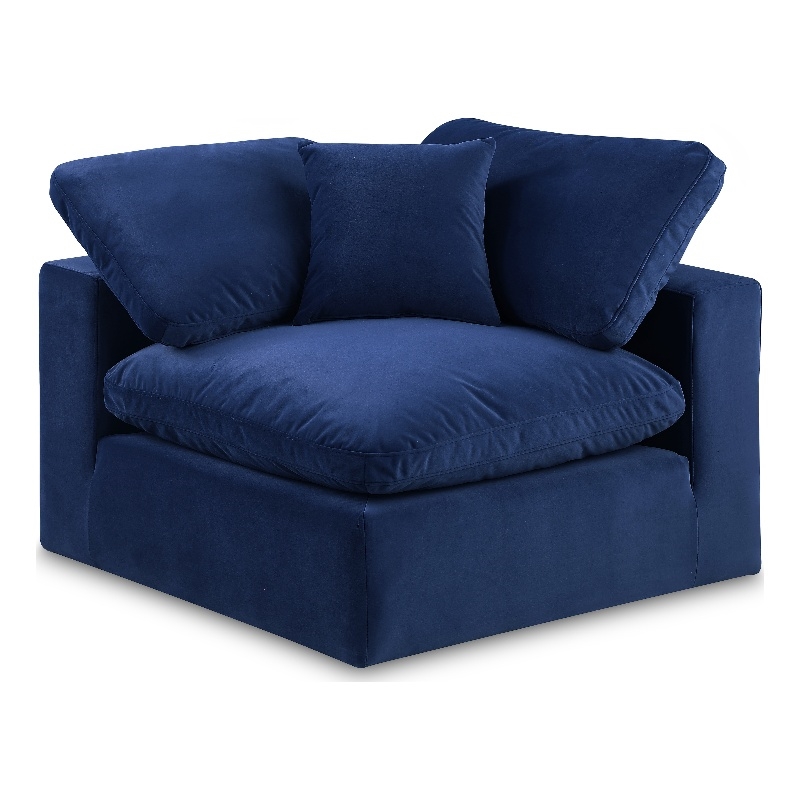 Bowery Hill Contemporary Soft Navy Durable Velvet Corner Chair
