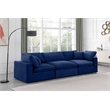 Bowery Hill Contemporary Soft Navy Velvet 3-Piece Modular Sofa