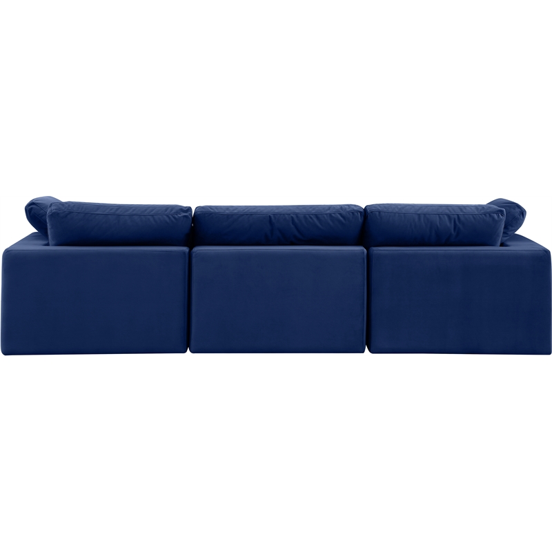 Bowery Hill Contemporary Soft Navy Velvet 3-Piece Modular Sofa