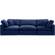 Bowery Hill Contemporary Soft Navy Velvet 3-Piece Modular Sofa