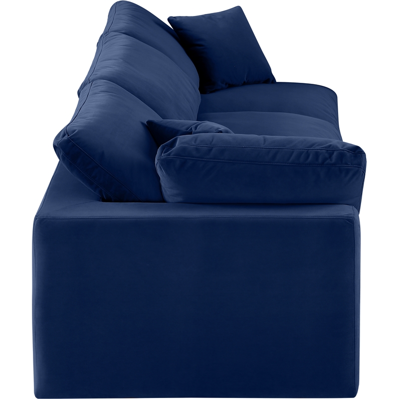 Bowery Hill Contemporary Soft Navy Velvet 3-Piece Modular Sofa