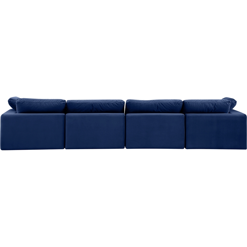 Bowery Hill Contemporary Soft Navy Velvet 4-Piece Modular Sofa