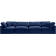 Bowery Hill Contemporary Soft Navy Velvet 4-Piece Modular Sofa