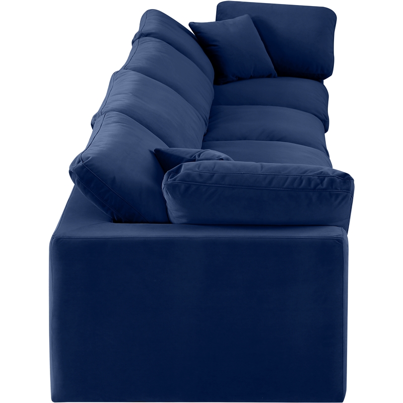 Bowery Hill Contemporary Soft Navy Velvet 4-Piece Modular Sofa