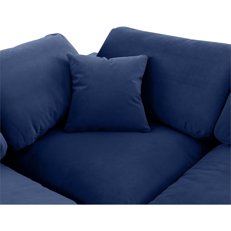 Bowery Hill Contemporary Soft Navy Velvet 4-Piece Modular Sofa