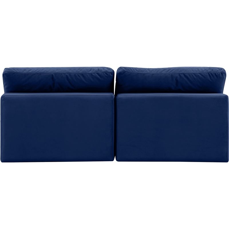 Bowery Hill Contemporary Soft Navy Velvet 2-Piece Modular Sofa