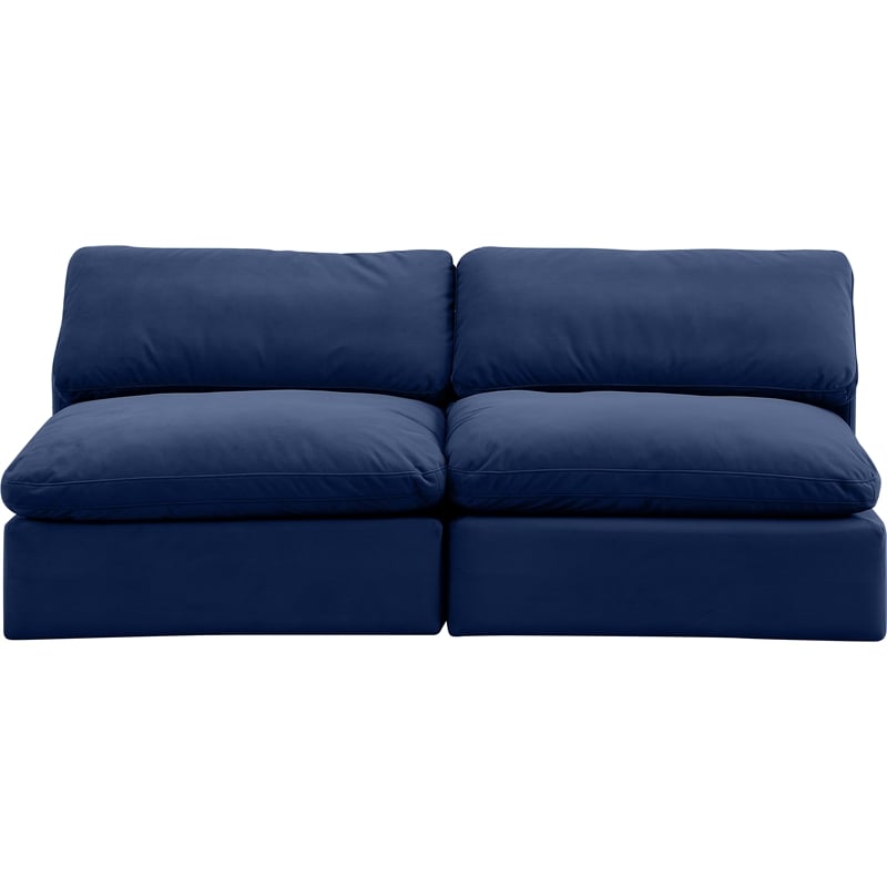 Bowery Hill Contemporary Soft Navy Velvet 2-Piece Modular Sofa