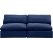 Bowery Hill Contemporary Soft Navy Velvet 2-Piece Modular Sofa