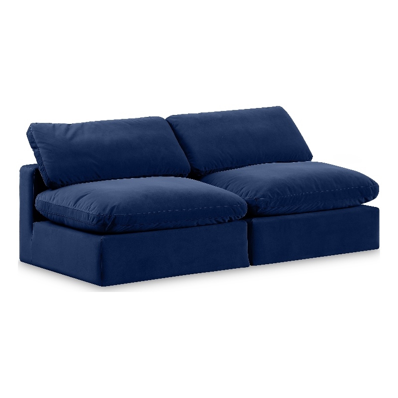 Bowery Hill Contemporary Soft Navy Velvet 2-Piece Modular Sofa