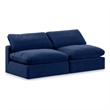 Bowery Hill Contemporary Soft Navy Velvet 2-Piece Modular Sofa