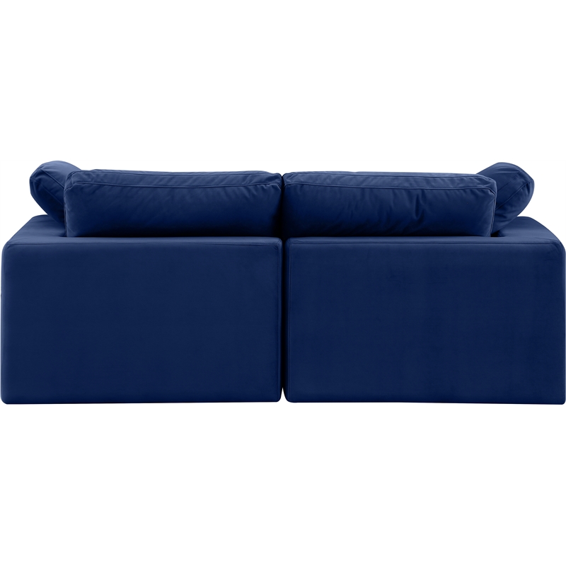 Bowery Hill Contemporary Soft Navy Velvet 2-Piece Modular Sofa