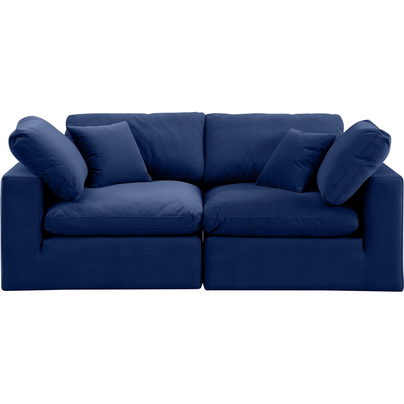 Bowery Hill Contemporary Soft Navy Velvet 2-Piece Modular Sofa
