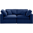 Bowery Hill Contemporary Soft Navy Velvet 2-Piece Modular Sofa