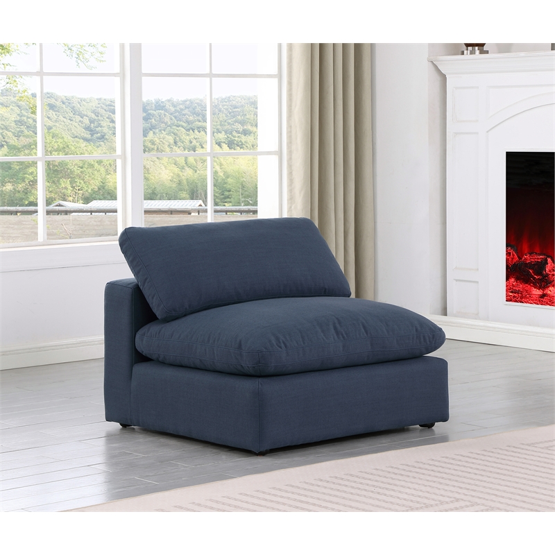 Bowery Hill Contemporary Upholstered Navy Linen Textured Fabric Armless Chair