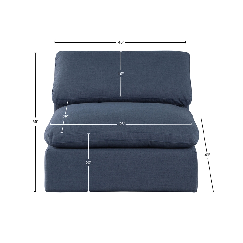 Bowery Hill Contemporary Upholstered Navy Linen Textured Fabric Armless Chair