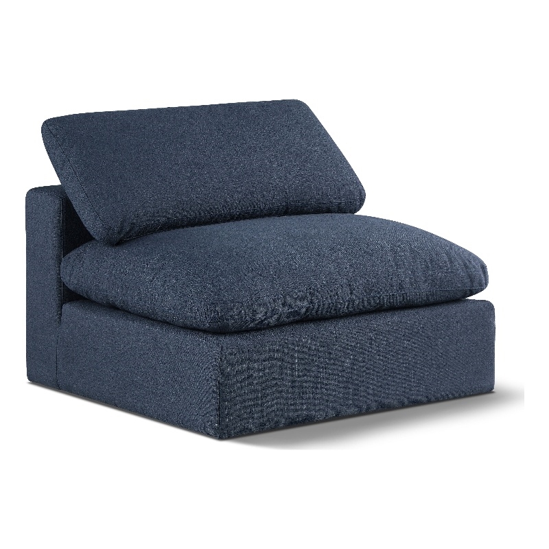 Bowery Hill Contemporary Upholstered Navy Linen Textured Fabric Armless Chair