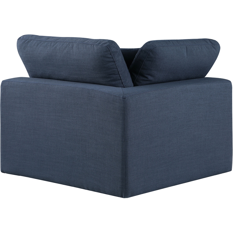 Bowery Hill Contemporary Upholstered Navy Linen Textured Fabric Corner Chair