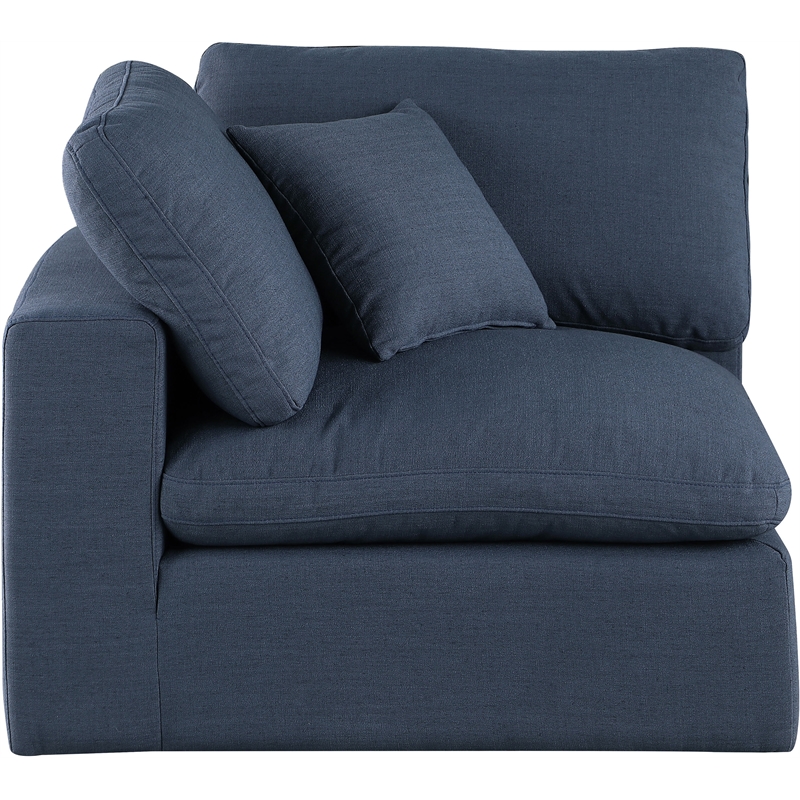 Bowery Hill Contemporary Upholstered Navy Linen Textured Fabric Corner Chair