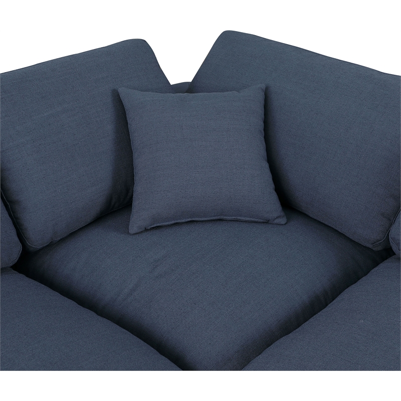 Bowery Hill Contemporary Upholstered Navy Linen Textured Fabric Corner Chair