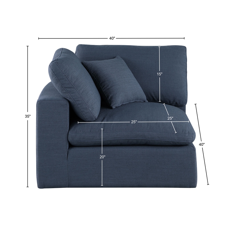 Bowery Hill Contemporary Upholstered Navy Linen Textured Fabric Corner Chair