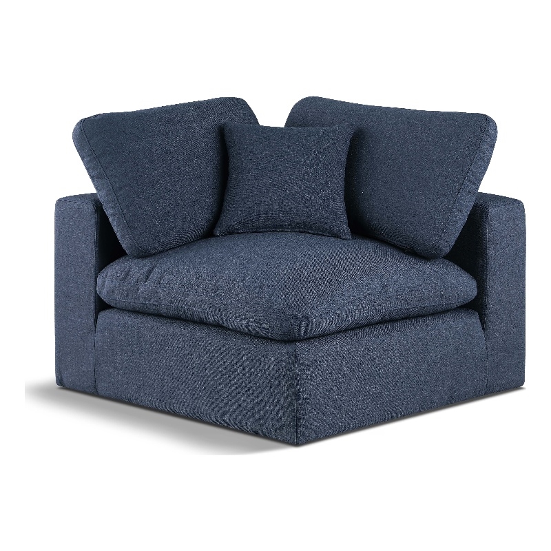 Bowery Hill Contemporary Upholstered Navy Linen Textured Fabric Corner Chair