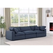 Bowery Hill Upholstered Navy Linen Textured Fabric 3-Piece Modular Sofa