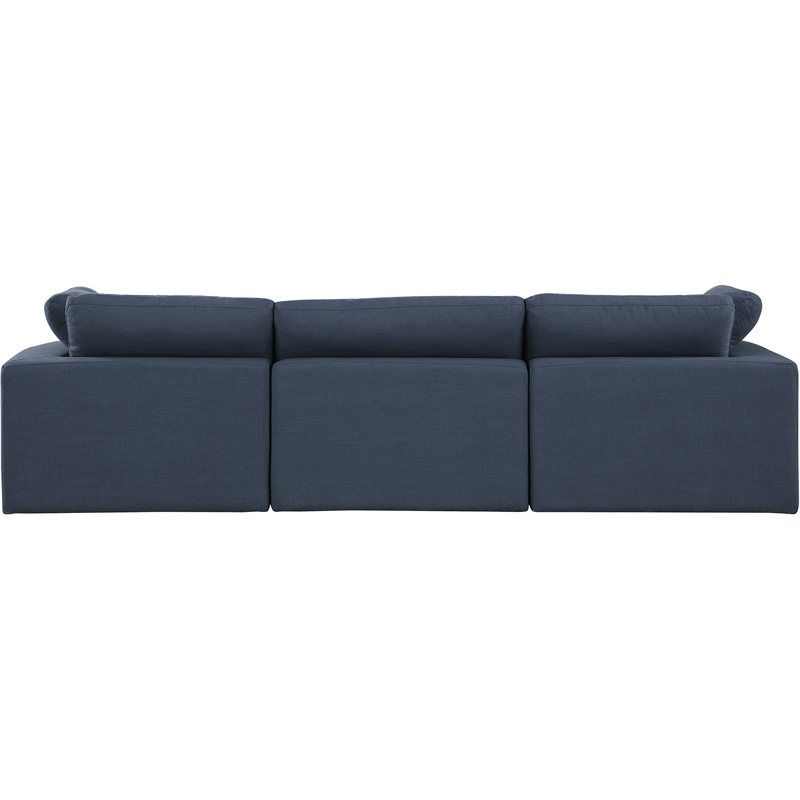 Bowery Hill Upholstered Navy Linen Textured Fabric 3-Piece Modular Sofa