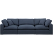 Bowery Hill Upholstered Navy Linen Textured Fabric 3-Piece Modular Sofa