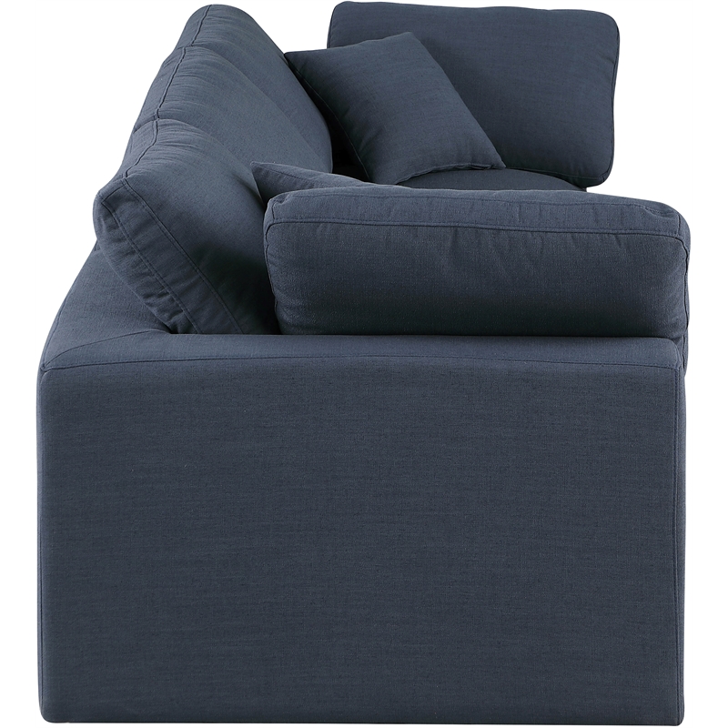 Bowery Hill Upholstered Navy Linen Textured Fabric 3-Piece Modular Sofa