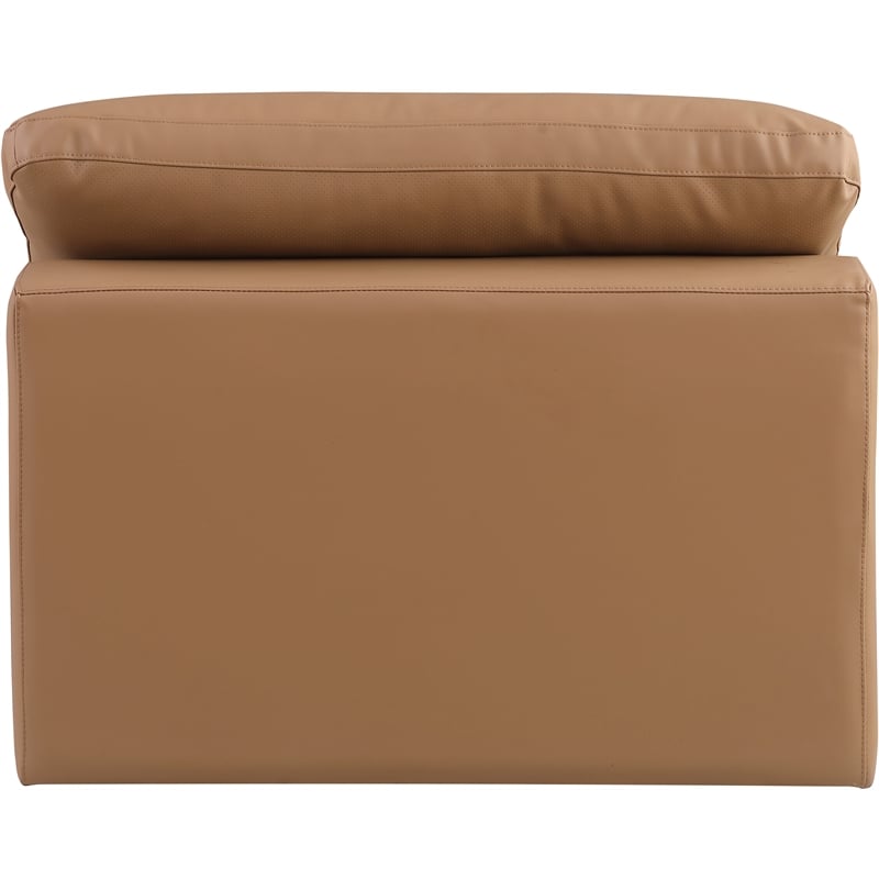 Bowery Hill Contemporary Soft Cognac Vegan Leather Armless Chair