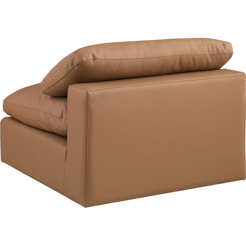 Bowery Hill Contemporary Soft Cognac Vegan Leather Armless Chair