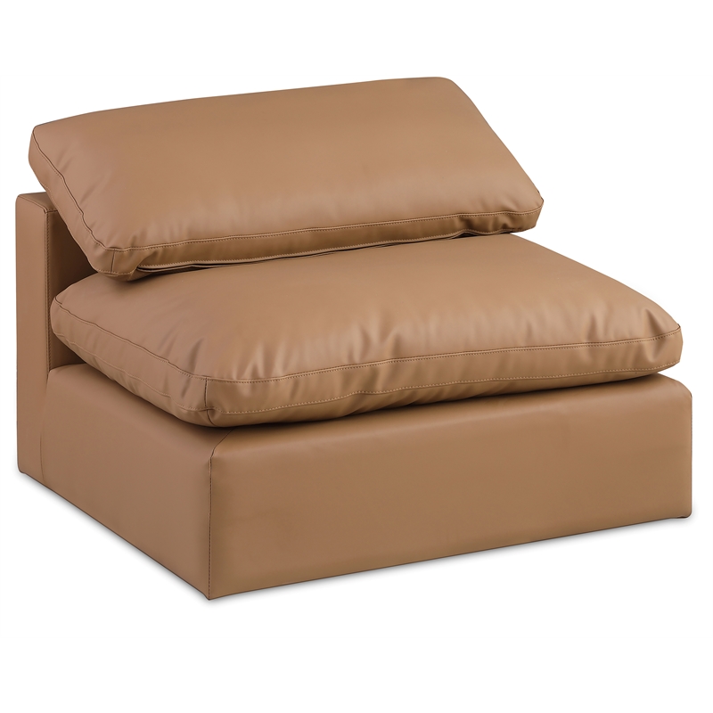 Bowery Hill Contemporary Soft Cognac Vegan Leather Armless Chair