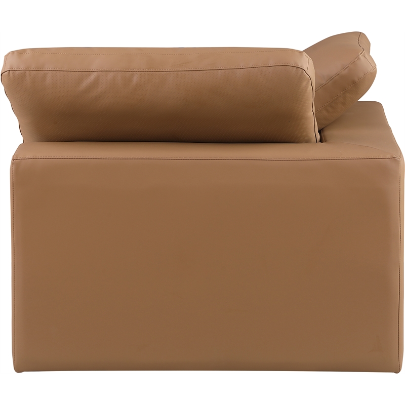 Bowery Hill Contemporary Soft Cognac Vegan Leather Corner Chair