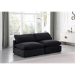 Bowery Hill Contemporary Soft Black Velvet 2-Piece Modular Sofa