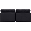 Bowery Hill Contemporary Soft Black Velvet 2-Piece Modular Sofa