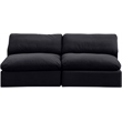 Bowery Hill Contemporary Soft Black Velvet 2-Piece Modular Sofa