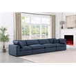 Bowery Hill Upholstered Navy Linen Textured Fabric 4-Piece Modular Sofa
