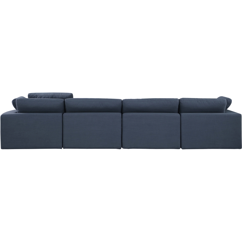 Bowery Hill Upholstered Navy Linen Textured Fabric 4-Piece Modular Sofa