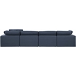 Bowery Hill Upholstered Navy Linen Textured Fabric 4-Piece Modular Sofa