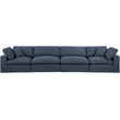 Bowery Hill Upholstered Navy Linen Textured Fabric 4-Piece Modular Sofa