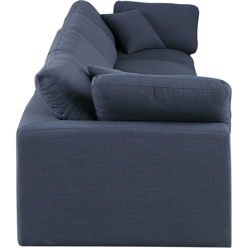 Bowery Hill Upholstered Navy Linen Textured Fabric 4-Piece Modular Sofa