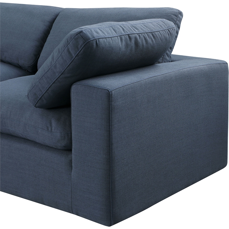 Bowery Hill Upholstered Navy Linen Textured Fabric 4-Piece Modular Sofa