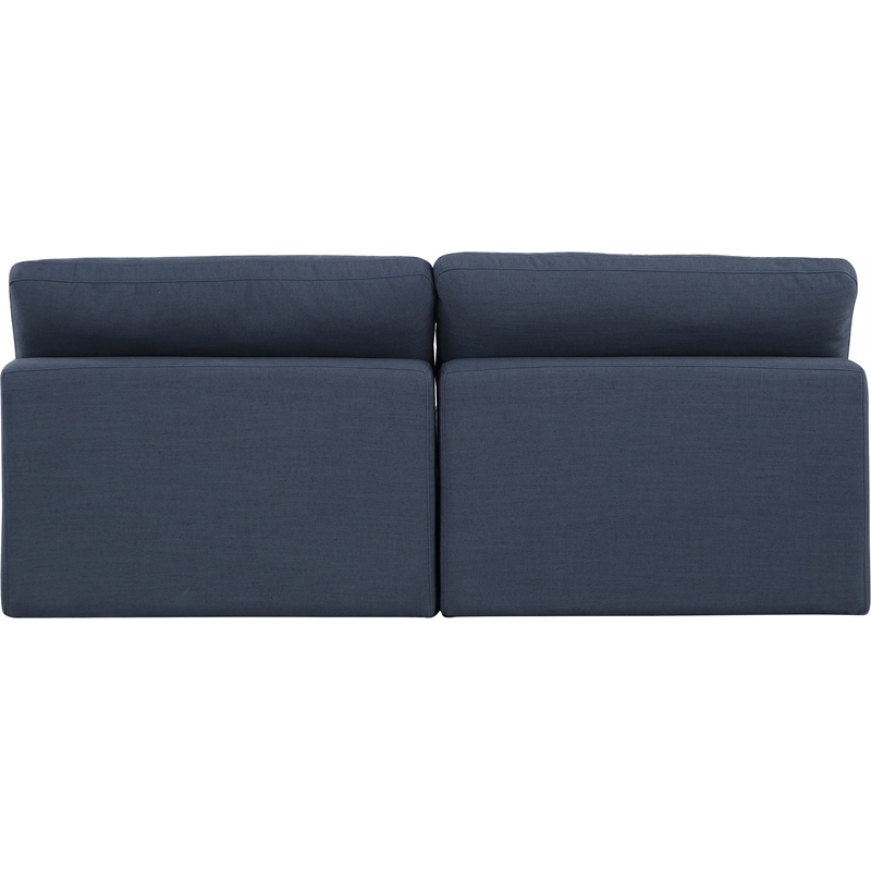 Bowery Hill Upholstered Navy Linen Textured Fabric 2-Piece Modular Sofa