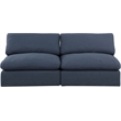 Bowery Hill Upholstered Navy Linen Textured Fabric 2-Piece Modular Sofa
