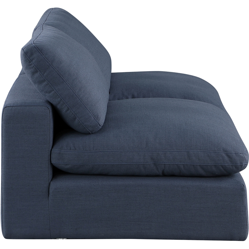 Bowery Hill Upholstered Navy Linen Textured Fabric 2-Piece Modular Sofa