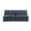 Bowery Hill Upholstered Navy Linen Textured Fabric 2-Piece Modular Sofa